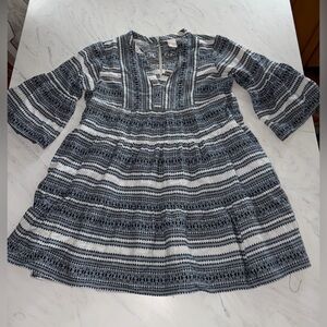 Ariat aztec blue white dress navy l tiered mini geometric a line